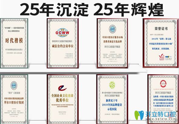 拜博東華口腔所獲榮譽(yù)證書