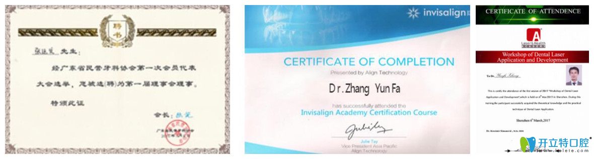 正夫口腔張運(yùn)發(fā)榮獲榮譽(yù)證書(shū)