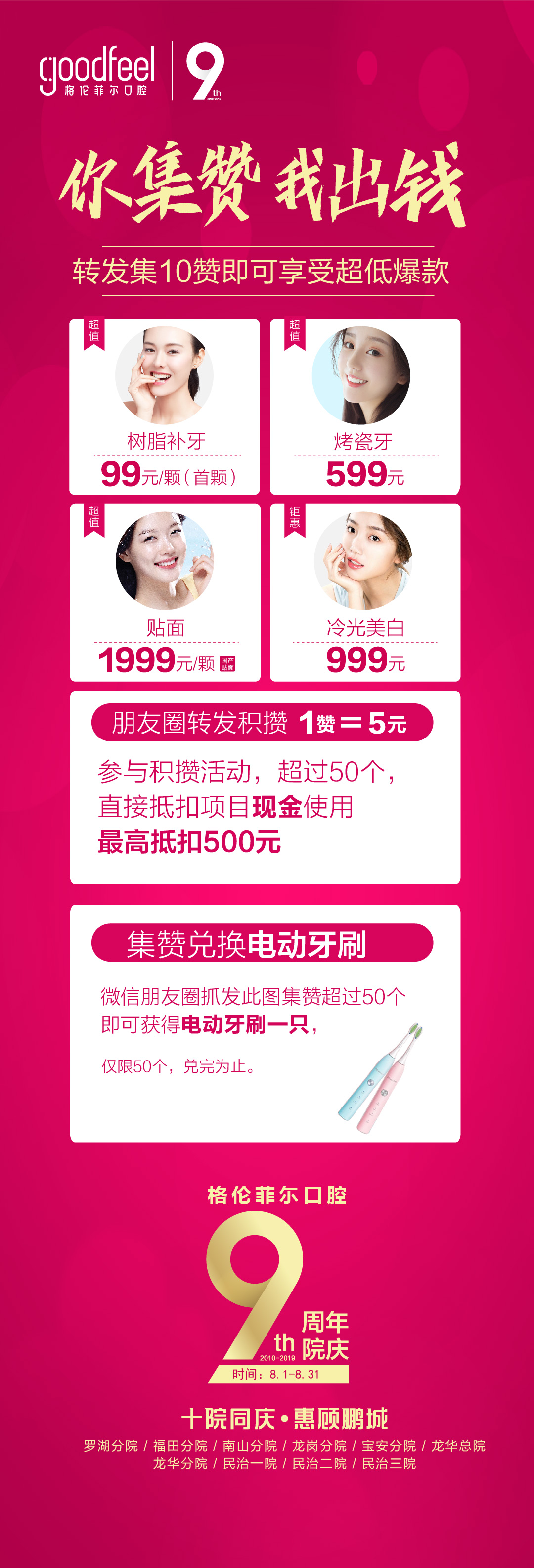 深圳格倫菲爾口腔集贊可享超低價格，樹脂補牙99元起